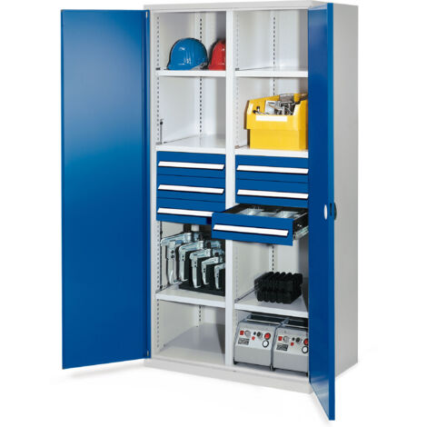 Kappes Schwerlastschränke mit Mitteltrennwand 1950x1000x600mm Doppelwandtüren Modell 53 enzianblau