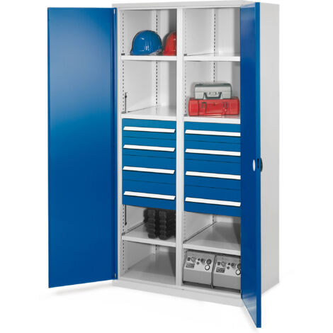 Kappes Schwerlastschränke mit Mitteltrennwand 1950x1000x600mm Doppelwandtüren Modell 54 enzianblau