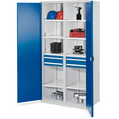 Kappes Schwerlastschränke mit Mitteltrennwand 1950x1000x600mm Doppelwandtüren Modell 56 enzianblau