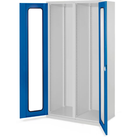 Kappes Schwerlastschränke mit Mitteltrennwand 1950x1000x600mm Sichtfenstertüren Modell 50 enzianblau
