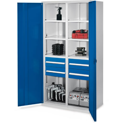 Kappes Schwerlastschränke mit Mitteltrennwand 1950x1000x600mm Vollblechtüren Modell 52 enzianblau