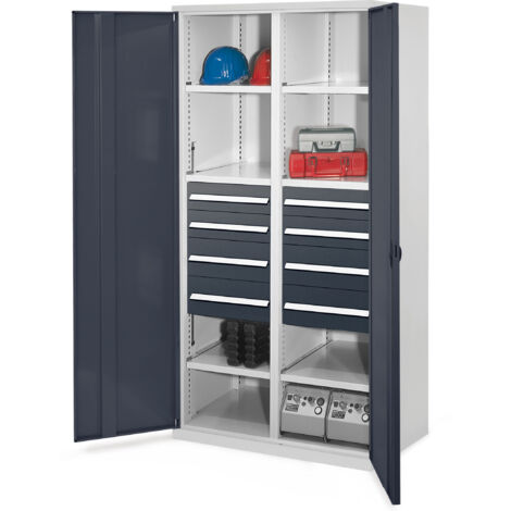 Kappes Schwerlastschränke mit Mitteltrennwand 1950x1000x600mm Vollblechtüren Modell 54 anthrazitgrau