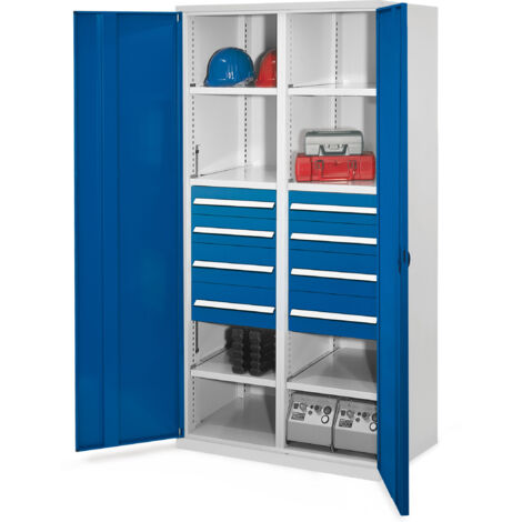 Kappes Schwerlastschränke mit Mitteltrennwand 1950x1000x600mm Vollblechtüren Modell 54 enzianblau