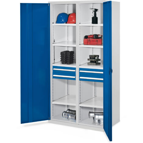 Kappes Schwerlastschränke mit Mitteltrennwand 1950x1000x600mm Vollblechtüren Modell 56 enzianblau