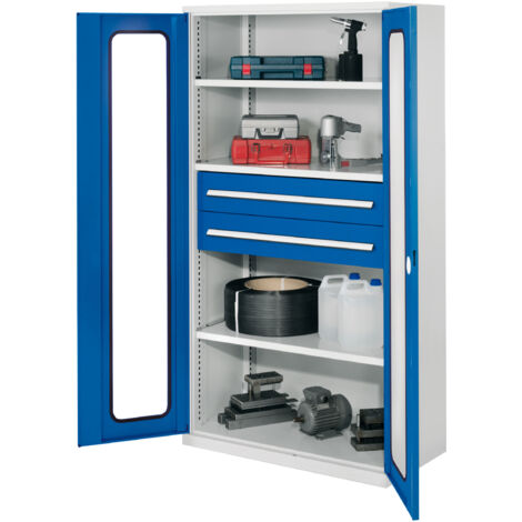 Kappes Schwerlastschränke ohne Mitteltrennwand 1950x1000x600mm Modell 42 Sichtfenstertüren enzianblau