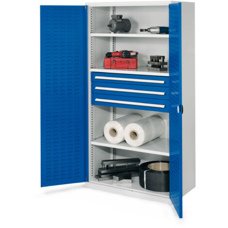 Kappes Schwerlastschränke ohne Mitteltrennwand 1950x1000x600mm Modell 43 Schlitzplattentüren enzianblau