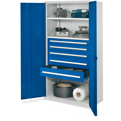 Kappes Schwerlastschränke ohne Mitteltrennwand 1950x1000x600mm Modell 44 Vollblechtüren enzianblau