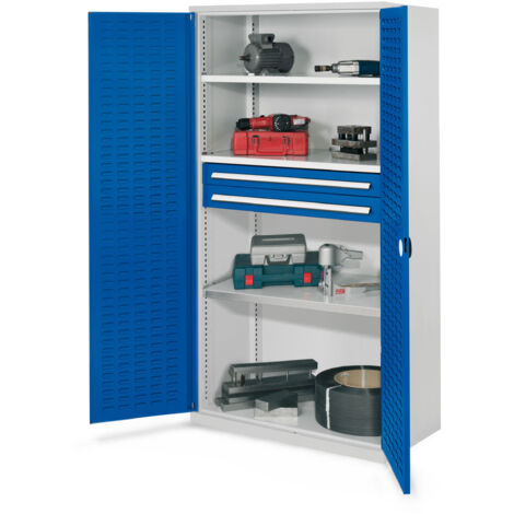 Kappes Schwerlastschränke ohne Mitteltrennwand 1950x1000x600mm Modell 45 Schlitzplattentüren enzianblau