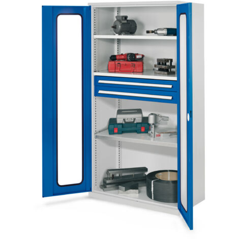 Kappes Schwerlastschränke ohne Mitteltrennwand 1950x1000x600mm Modell 45 Sichtfenstertüren enzianblau