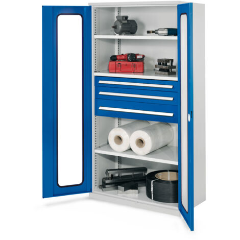 Kappes Schwerlastschränke ohne Mitteltrennwand 1950x1000x600mm Modell 46 Sichtfenstertüren enzianblau