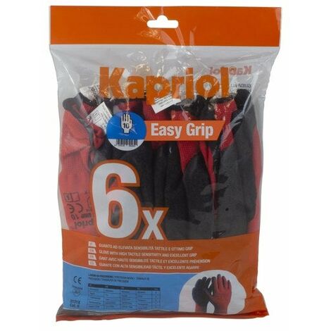 6 paires de gants de manutention générale EASY GRIP rouge KAPRIOL - plusieurs modèles disponibles