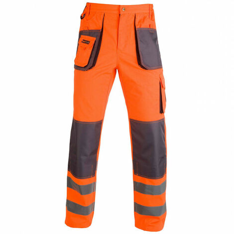 Kapriol – Pantalon de travail haute visibilité orange – Tissu 80% polyester 20% coton – Poids 280 g/m² – Pour environnements à faible luminosité