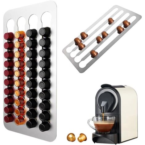 Kapselhalter für Nespresso-Kaffee, Edelstahl-Kapselhalter 40,5 x 22 cm, 3M-Klebestreifen, Kaffeekapsel-Organizer, für 40 Kapseln.