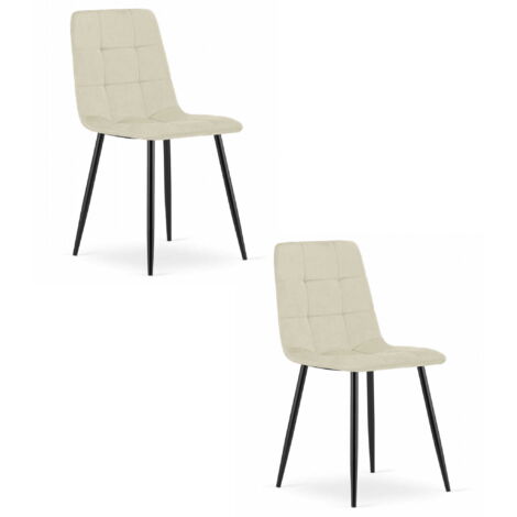 KARA Stuhl – beige Samt / schwarze Beine x 2