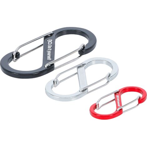 Karabinerhaken-Sortiment mit Doppelöffnung  Aluminium  3-tlg.