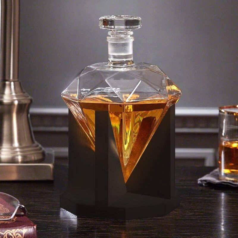 Northix Mikamax Dekanter Diamant Transparent 850 Ml Mit Eichenfuß