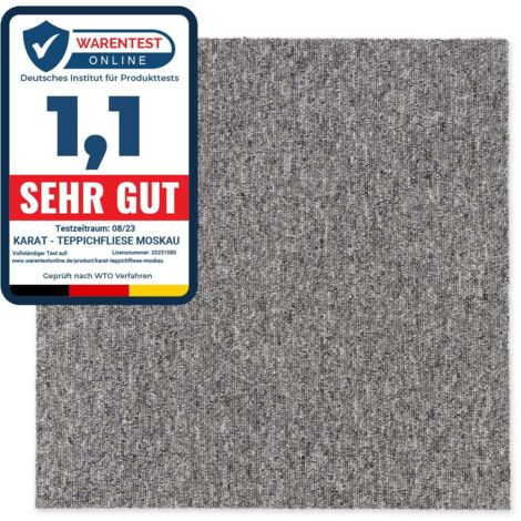 Karat – Dalle moquette bouclée 50x50 cm – Revêtement isolant en polypropylène – Antistatique et absorbant les sons – Compatible chauffage par le sol