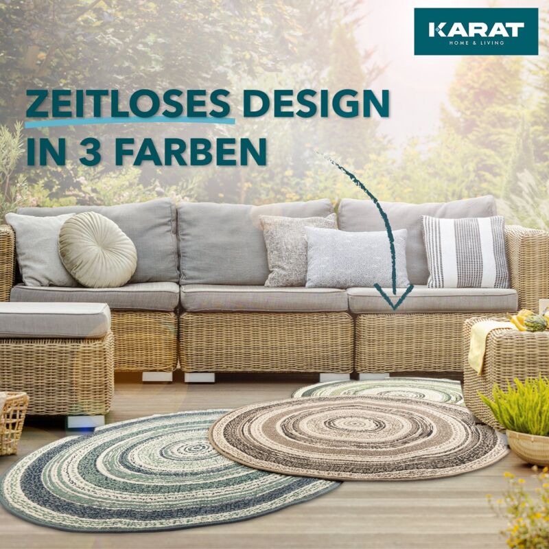 Karat Outdoorteppich Zoe Beige-grau Rund 120 Cm Durchmesser