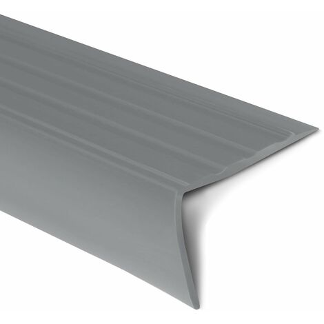 Karat – Seuil d'escalier Toronto PVC 100 cm – Montage avec ou sans perçage – Dimensions 40 x 25 mm – Couleur gris pour escaliers en bois et béton