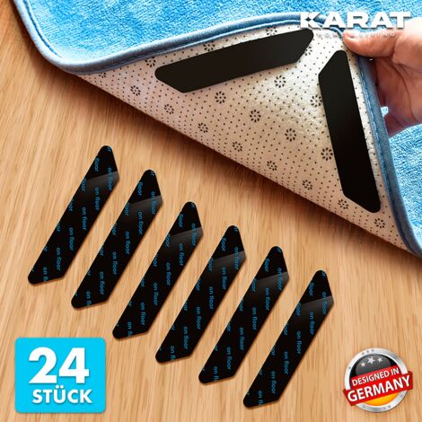 Karat – Sous-couche antidérapante pour tapis 2,5 x 13 cm – Lot de 24 pièces – Adhérence maximale sur tous les sols – Réutilisables et lavables