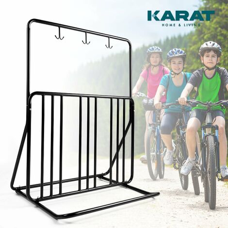 Karat – Support à vélo extérieur en acier revêtu – 3 crochets doubles pour accessoires – Résistant aux intempéries – Montage rapide