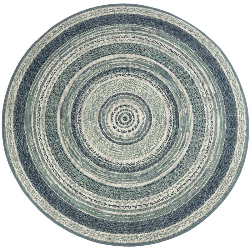 Karat - Tapis d'extérieur Pour terrasse et balcon Zoe Bleu Rond de 120 cm de Diamètre