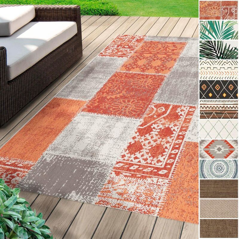 Tapis d'extérieur Pour terrasse et balcon Coton Rouge 120 x 170 cm