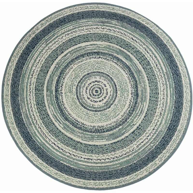 Karat - Tapis de Salon Zoe Résistant aux uv Bleu Rond de 120 cm de diamètre