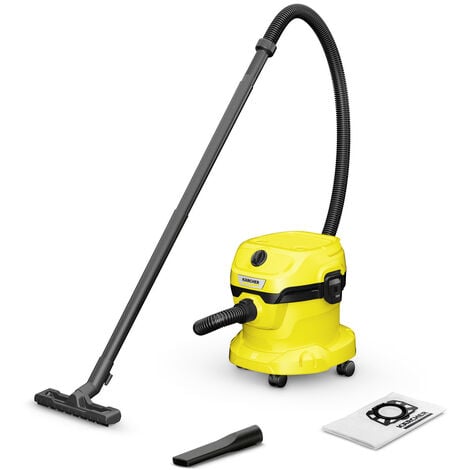 Karcher Aspirateur de chantier eau et pousière WD 2 Plus V-12 4 18 1000W cuve polypro avec soufflerie Cable 4m et flexible 1,8m