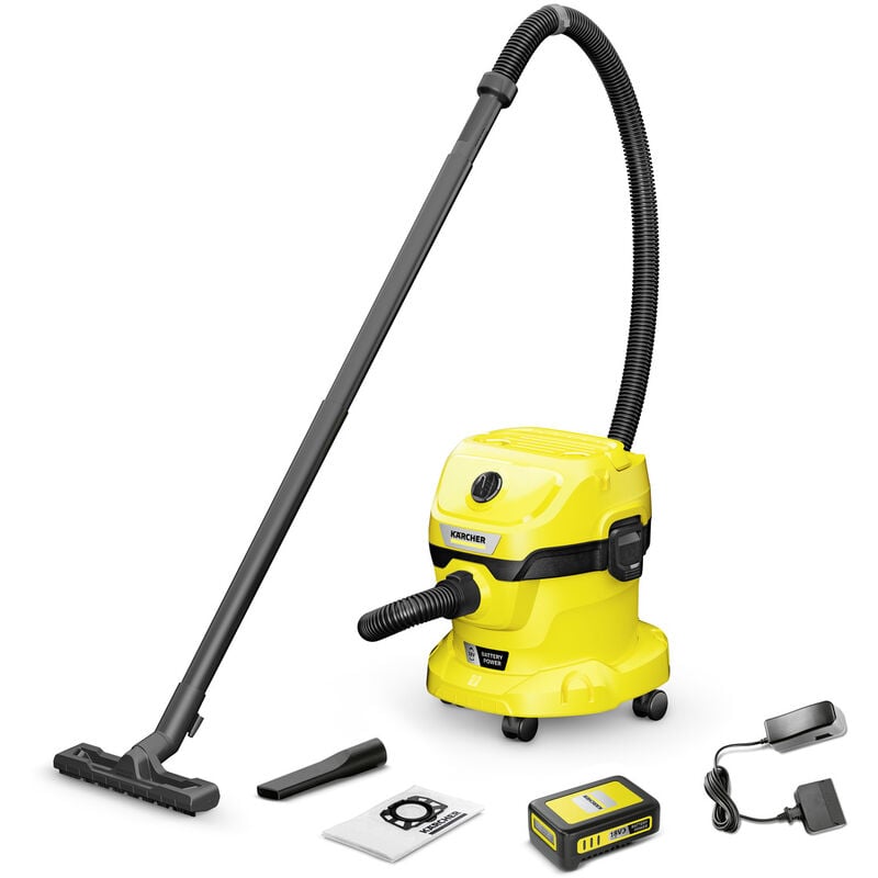 Karcher - Aspirateur eau et poussières sur batterie 18V wd 2-18 Battery Set V-12/18 sans fil avec cuve plastique 12 litres