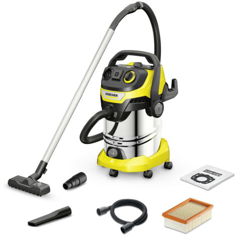 KÄRCHER Karcher Aspirateur eau et poussières WD 6 P S V-30/6/22/T avec cuve métal 30 litres, cable de 6 mètres et flexible 2,2 mètres, prise électroportatifs, bouchon de vidange