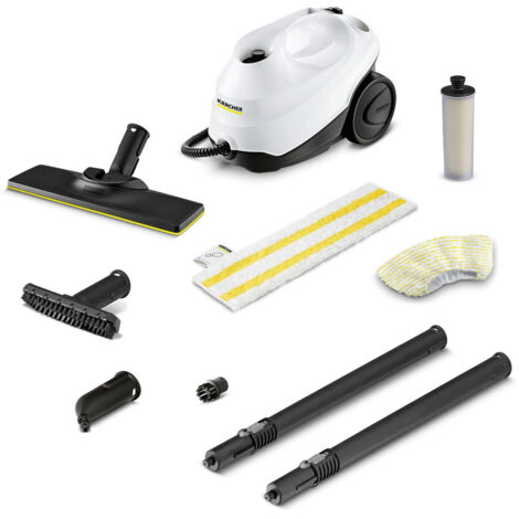 KÄRCHER Karcher Nettoyeur Vapeur SC 3 Easyfix blanc, 3,5 bars de pression, chauffe ultra rapide 30 sec, 1900 W, réservoir 1l, cartouche détartrante