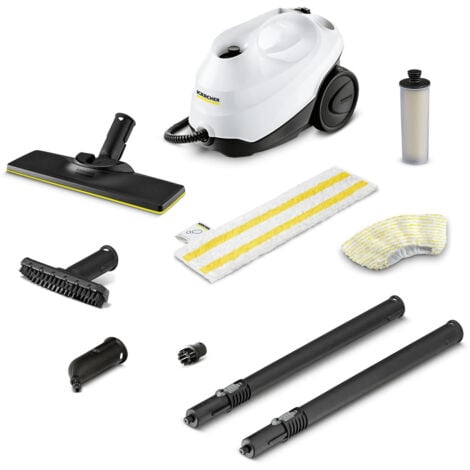 Karcher Nettoyeur Vapeur SC 3 Easyfix blanc, 3,5 bars de pression, chauffe ultra rapide 30 sec, 1900 W, réservoir 1l, cartouche détartrante