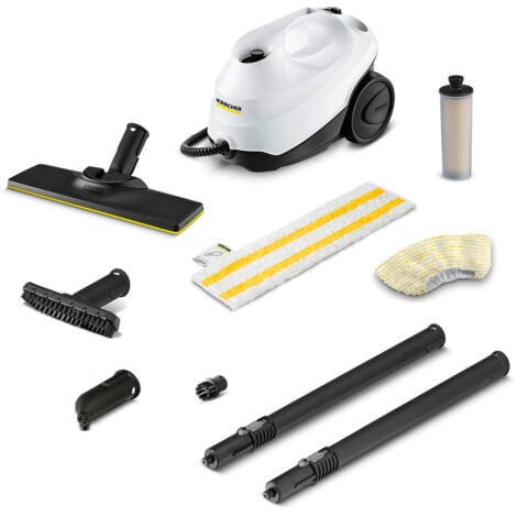KÄRCHER Karcher Nettoyeur Vapeur SC 3 Easyfix blanc, 3,5 bars de pression, chauffe ultra rapide 30 sec, 1900 W, réservoir 1l, cartouche détartrante
