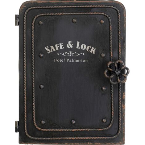 Kare Design Armadietto Portachiavi Safe, Nero, 24X13X31Cm, Corpo In Metallo E Acciaio Laccato, Idea Regalo