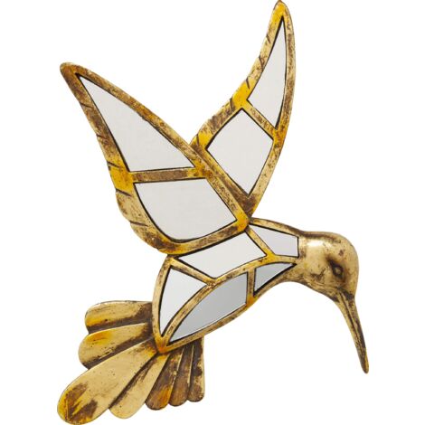 Kare Design Decorazione Da Parete Hummingbird Mirror, Oro/A Specchi, 32Cm, Colibrì, Uccello, Riflessi Di Luce