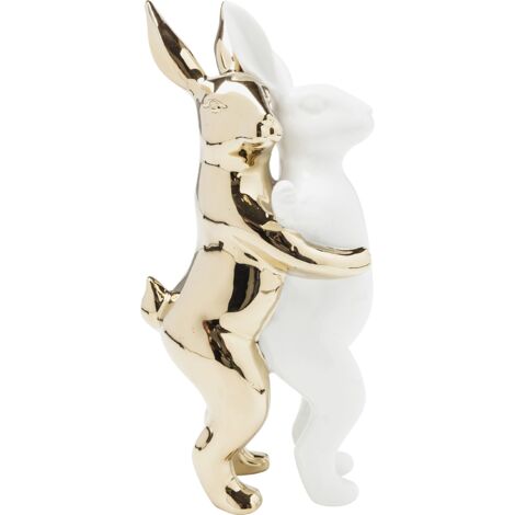 Kare Design figura decorativa Hugging Rabbits, oro/bianco, 25cm, porcellana