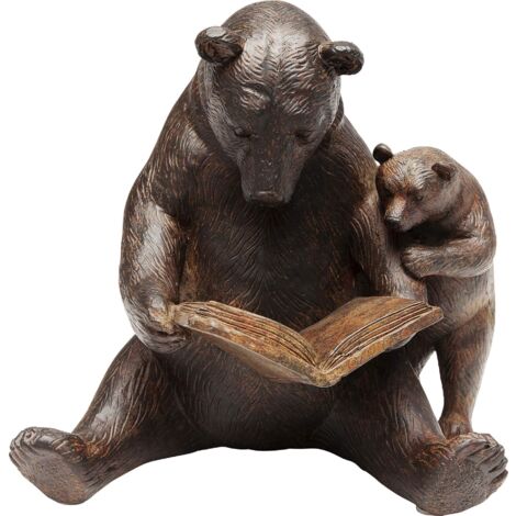 Kare Design Figura Decorativa Reading Bears, Marrone, 20Cm, Orsetti Con Libro, Simbolo Amore Genitore Bambino, Idea Regalo, Decorazione Liberia, Soggiorno, Cameretta Libri Bambini