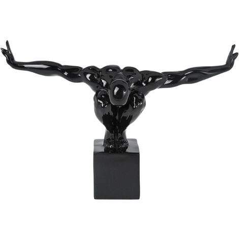 Kare Design Oggetto Decorativo Athlete, Nero, piccolo, Fatto a Mano, estetico, artistico, Base in Marmo, 29x43x15 cm (A/L/P)