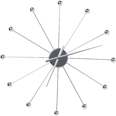 Kare Design orologio da parete Like Umbrella Balls, argento, diametro 60cm, struttira ombrella con palline di decorazione, batteria non inclusa, 60x60x6cm (A/L/P)