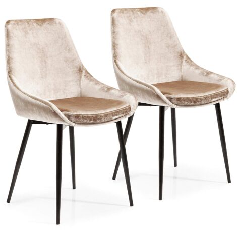 Kare Design sedia East Side (2/Set), beige, 83x57x48cm, altezza di seduta 48cm, velluto, sala da pranzo
