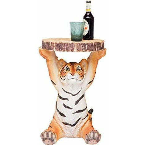 Kare Design table d'appoint Animal Tiger, Ø35cm, petite, table basse ronde aspect bois...