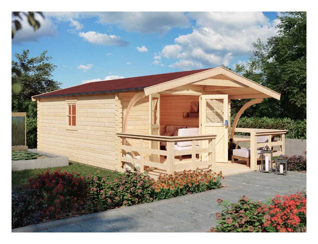 Karibu Gartenhaus Blockbohlenhaus Muhlheim 6 40 Mm Naturbelassen Inkl Vordach Terrasse B X T X H 404 X 565 X 253 Cm Sockelmass B X T 372 X 372 Cm Inkl 185 Cm Vordach Terrasse 91753