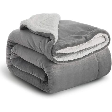 Karierte Sofa-Fleecedecke – grauer Sofaüberwurf, 150 cm x 200 cm