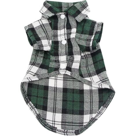 Kariertes Hunde-Shirt (Grün – S), Kariertes Haustier-Shirt, Hundebekleidung, Karierte Katzenbekleidung, Shirt D