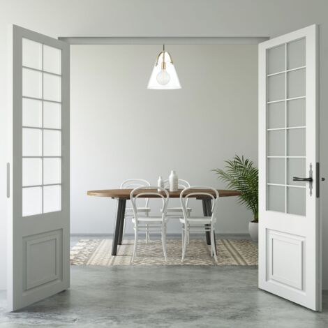 Karin Grand luminaire suspendu à 1 lumière, laiton, verre
