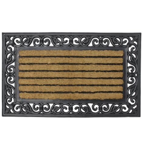 JVL Karina Heavy Duty Rubber Coir Doormat, 45x75cm, Fabric, Brown