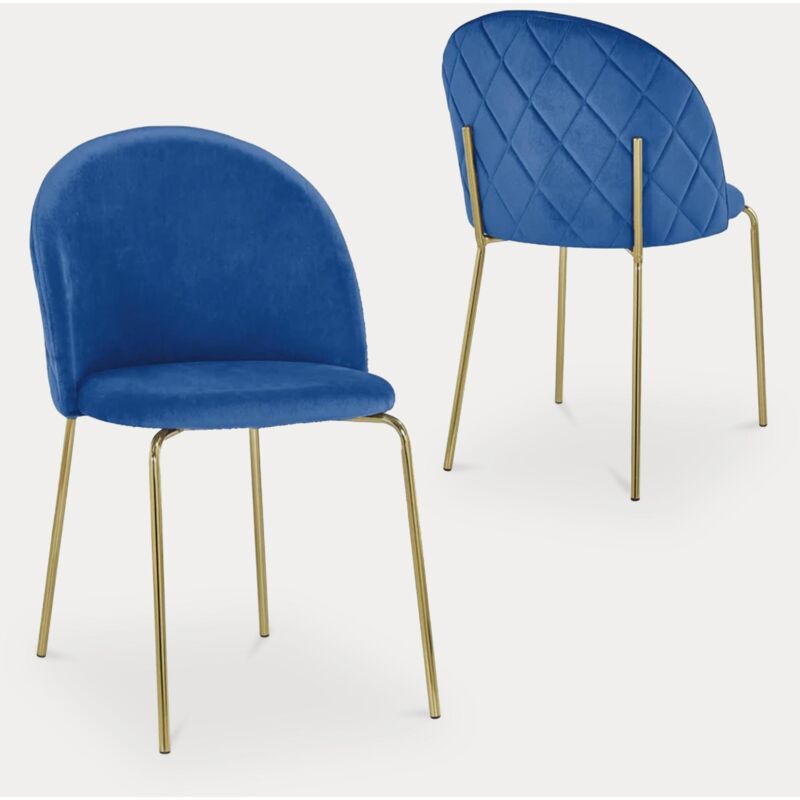 Mobilier Deco - karinne - Lot de 2 chaises en velours bleu