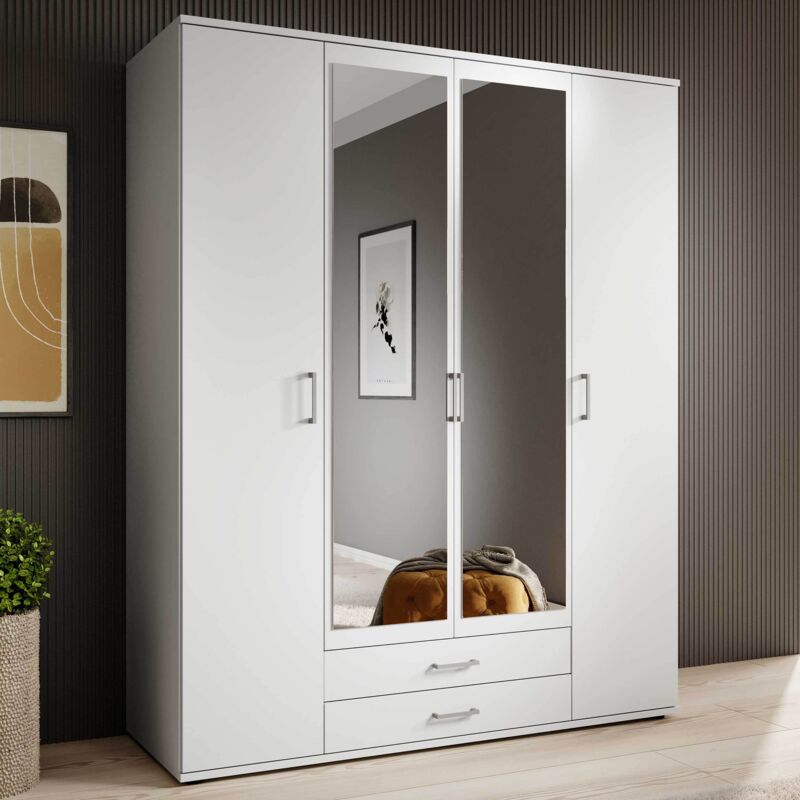 Armoire à vêtements Daniela 160cm à 4 portes & 2 tiroirs -