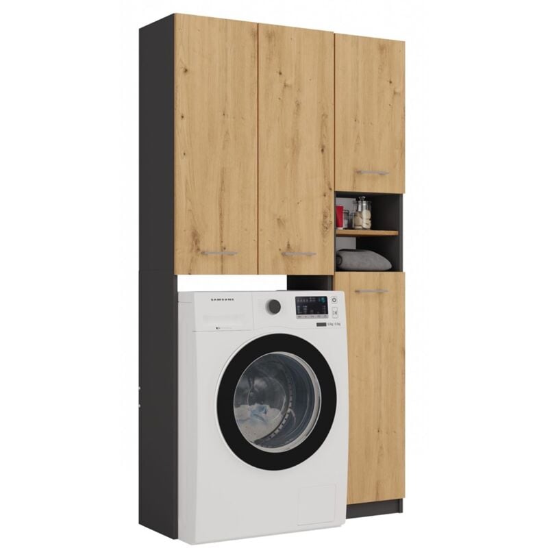 KARLI - Ensemble salle de bain style moderne - 96x30x183 - 4 portes+2 tablettes